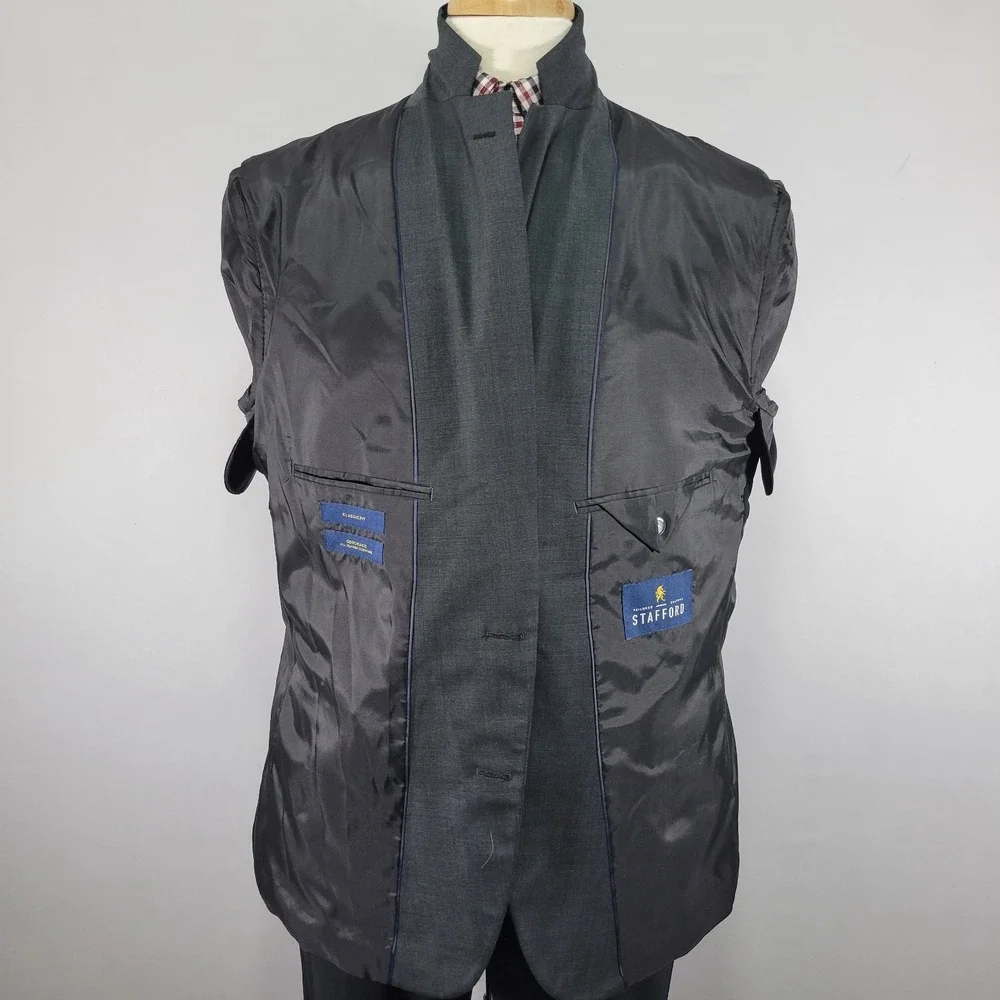 Stafford Men's Sport Coat Blazer Coolmax All Season‎ Eco Made Wool Polyester 46S